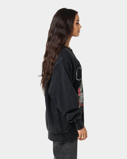 Carre Skull & Rose Vintage Crewneck Washed Black