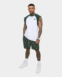 Saint Morta Numeraire Raglan Muscle T-Shirt Dark Green/White
