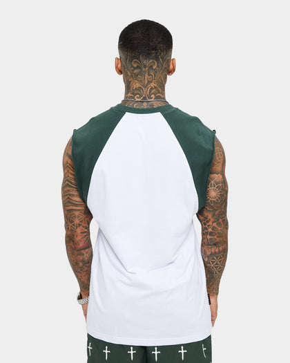 Saint Morta Numeraire Raglan Muscle T-Shirt Dark Green/White