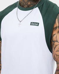 Saint Morta Numeraire Raglan Muscle T-Shirt Dark Green/White