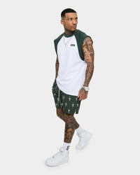 Saint Morta Numeraire Raglan Muscle T-Shirt Dark Green/White