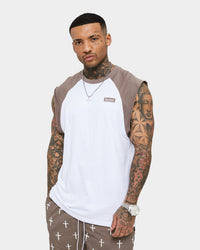Saint Morta Numeraire Raglan Muscle T-Shirt Dark Brown/White
