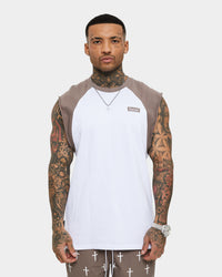 Saint Morta Numeraire Raglan Muscle T-Shirt Dark Brown/White
