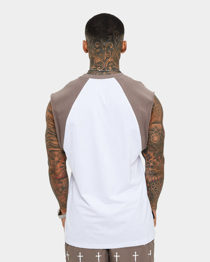Saint Morta Numeraire Raglan Muscle T-Shirt Dark Brown/White