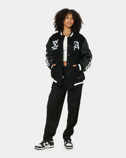 The Anti Order Dead Pixel Leather Varsity Jacket Black/White