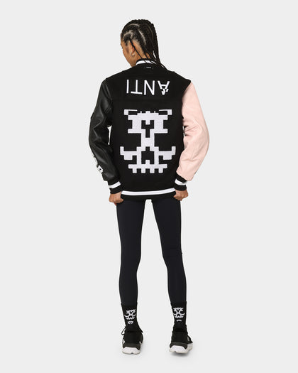 The Anti Order Dead Pixel Leather Varsity Jacket Black/Pink