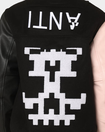 The Anti Order Dead Pixel Leather Varsity Jacket Black/Pink