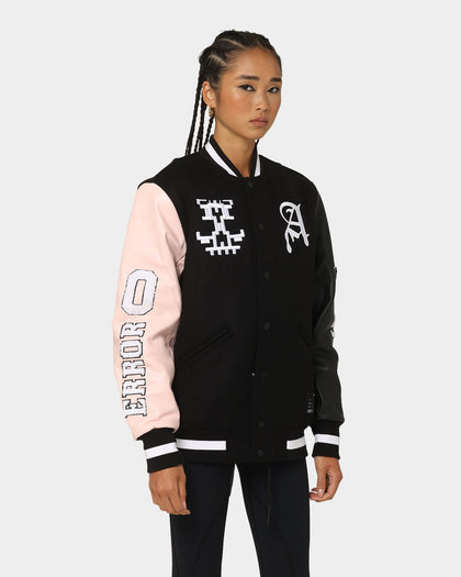 The Anti Order Dead Pixel Leather Varsity Jacket Black/Pink