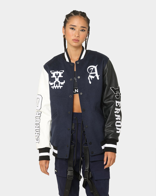 The Anti Order Dead Pixel Leather Varsity Jacket Jacket Navy/Black
