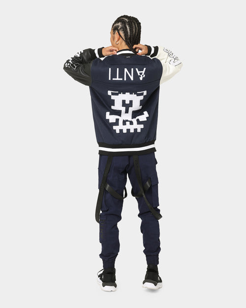 The Anti Order Dead Pixel Leather Varsity Jacket Jacket Navy/Black