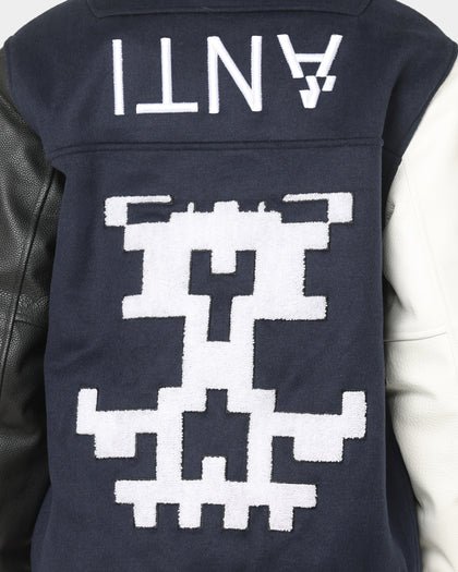 The Anti Order Dead Pixel Leather Varsity Jacket Jacket Navy/Black