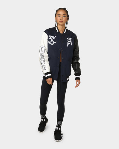 The Anti Order Dead Pixel Leather Varsity Jacket Jacket Navy/Black