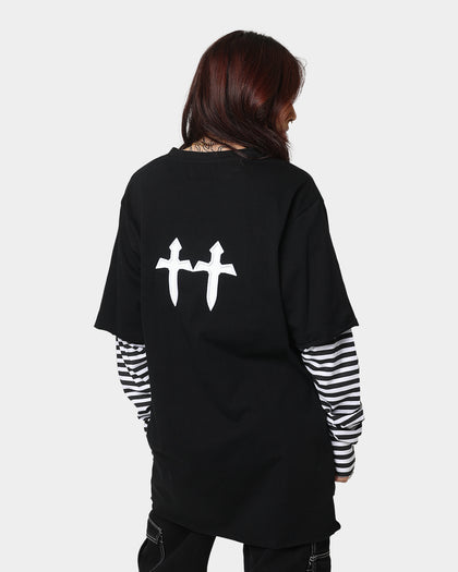 Saint Morta Jail Layered Long Sleeve T-Shirt Black/White