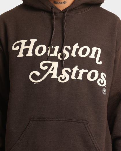 Majestic Athletic Houston Astros Team Stack Script Hoodie Dark Chocolate
