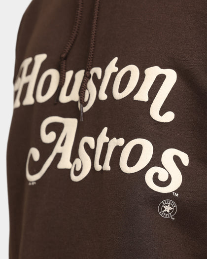 Majestic Athletic Houston Astros Team Stack Script Hoodie Dark Chocolate