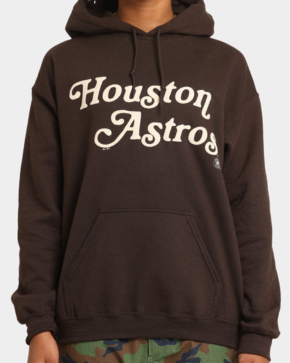 Majestic Athletic Houston Astros Team Stack Script Hoodie Dark Chocolate