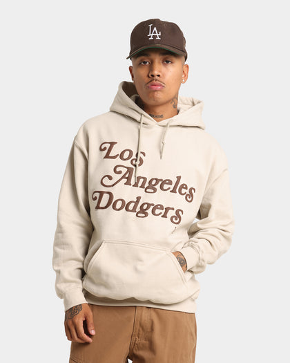Majestic Athletic Los Angeles Dodgers Team Stack Script Hoodie Sand