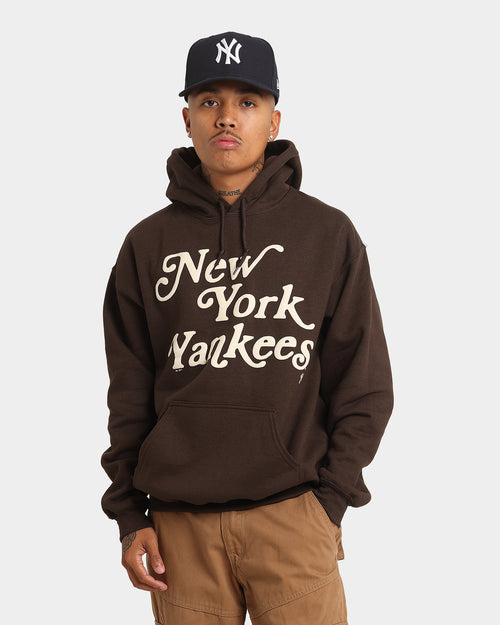Majestic Athletic New York Yankees Team Stack Script Hoodie Dark Chocolate