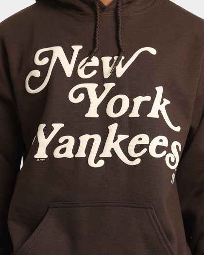Majestic Athletic New York Yankees Team Stack Script Hoodie Dark Chocolate