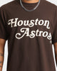 Majestic Athletic Houston Astros Team Stack Script Short Sleeve T-Shirt Dark Chocolate