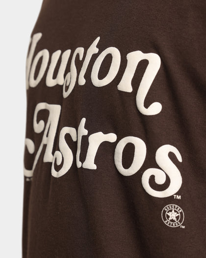 Majestic Athletic Houston Astros Team Stack Script Short Sleeve T-Shirt Dark Chocolate