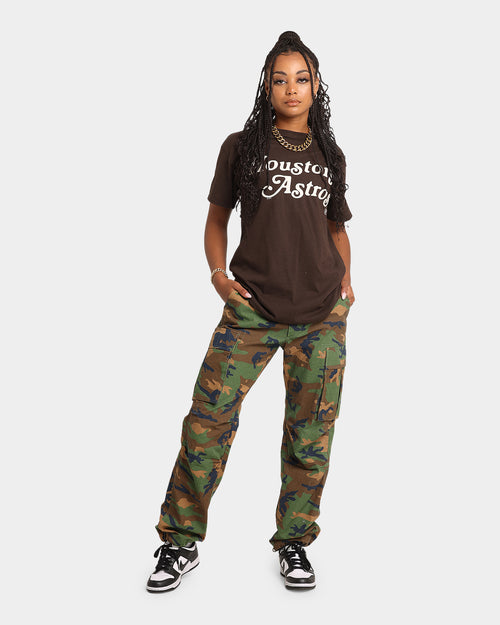 Majestic Athletic Houston Astros Team Stack Script Short Sleeve T-Shirt Dark Chocolate