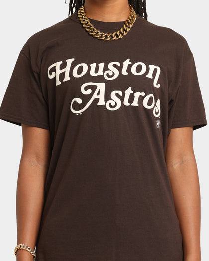 Majestic Athletic Houston Astros Team Stack Script Short Sleeve T-Shirt Dark Chocolate