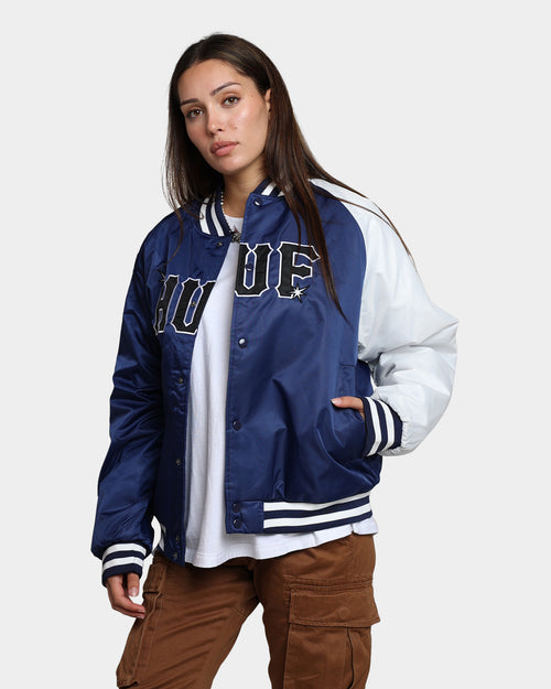HUF Satin Baseball Jacket Navy