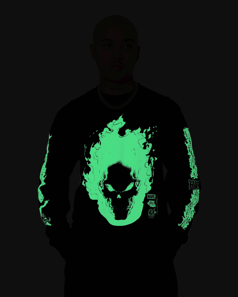 HUF X Marvel Ghost Rider Long Sleeve T-Shirt Black | Culture Kings US