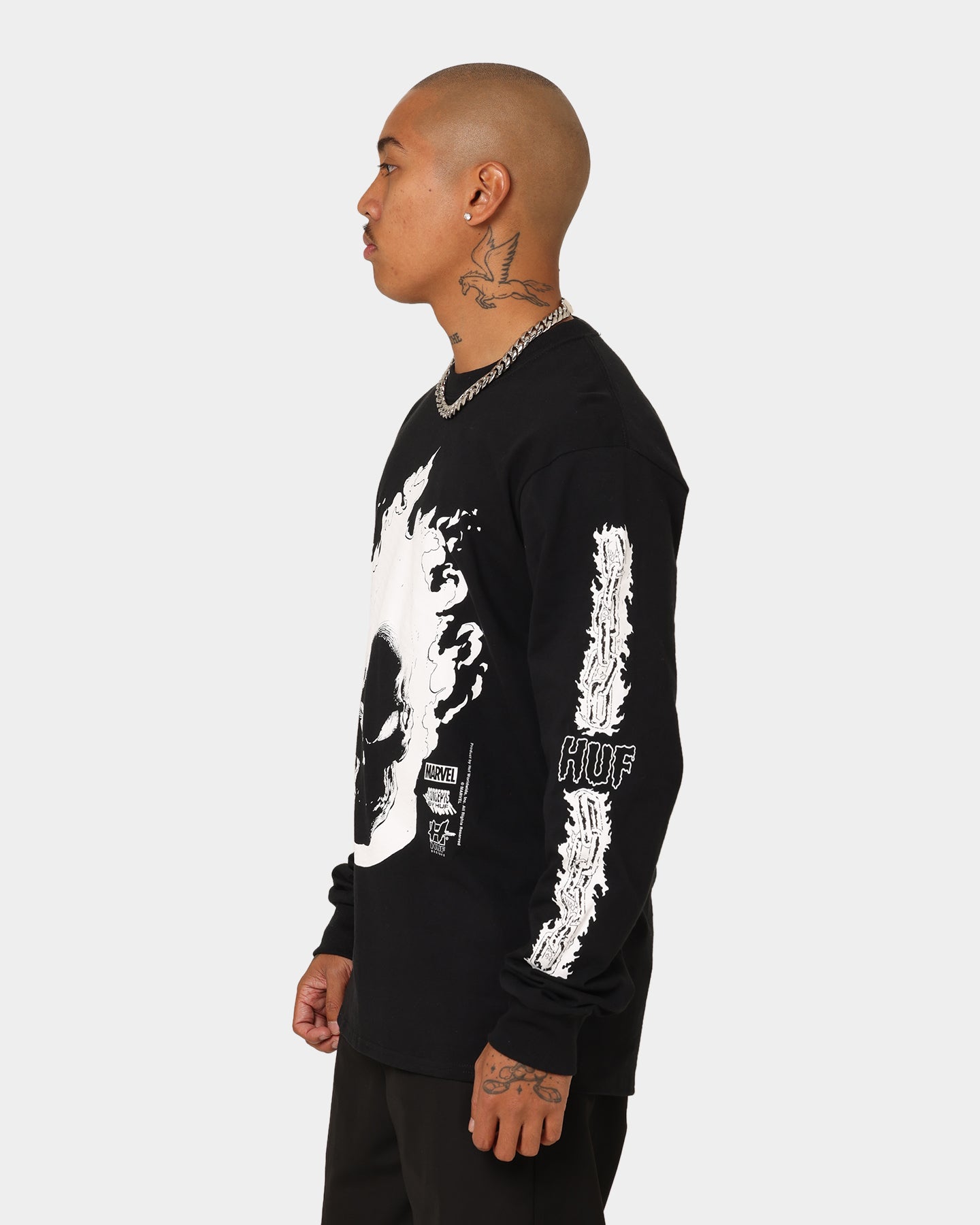 HUF X Marvel Ghost Rider Long Sleeve T-Shirt Black | Culture Kings US
