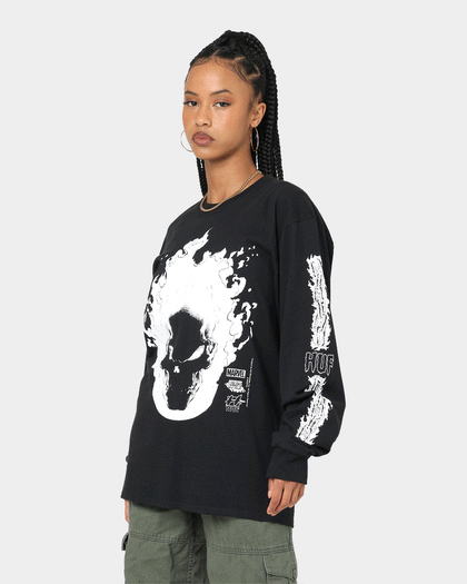 HUF X Marvel Ghost Rider Long Sleeve T-Shirt Black | Culture Kings US