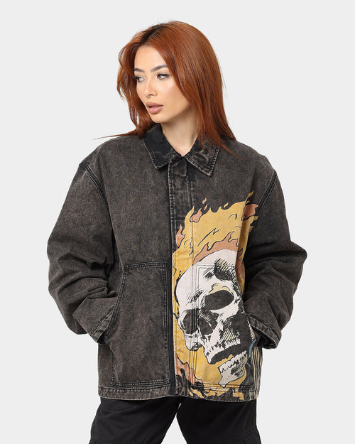 HUF X Marvel Ghost Rider Work Jacket Washed Black