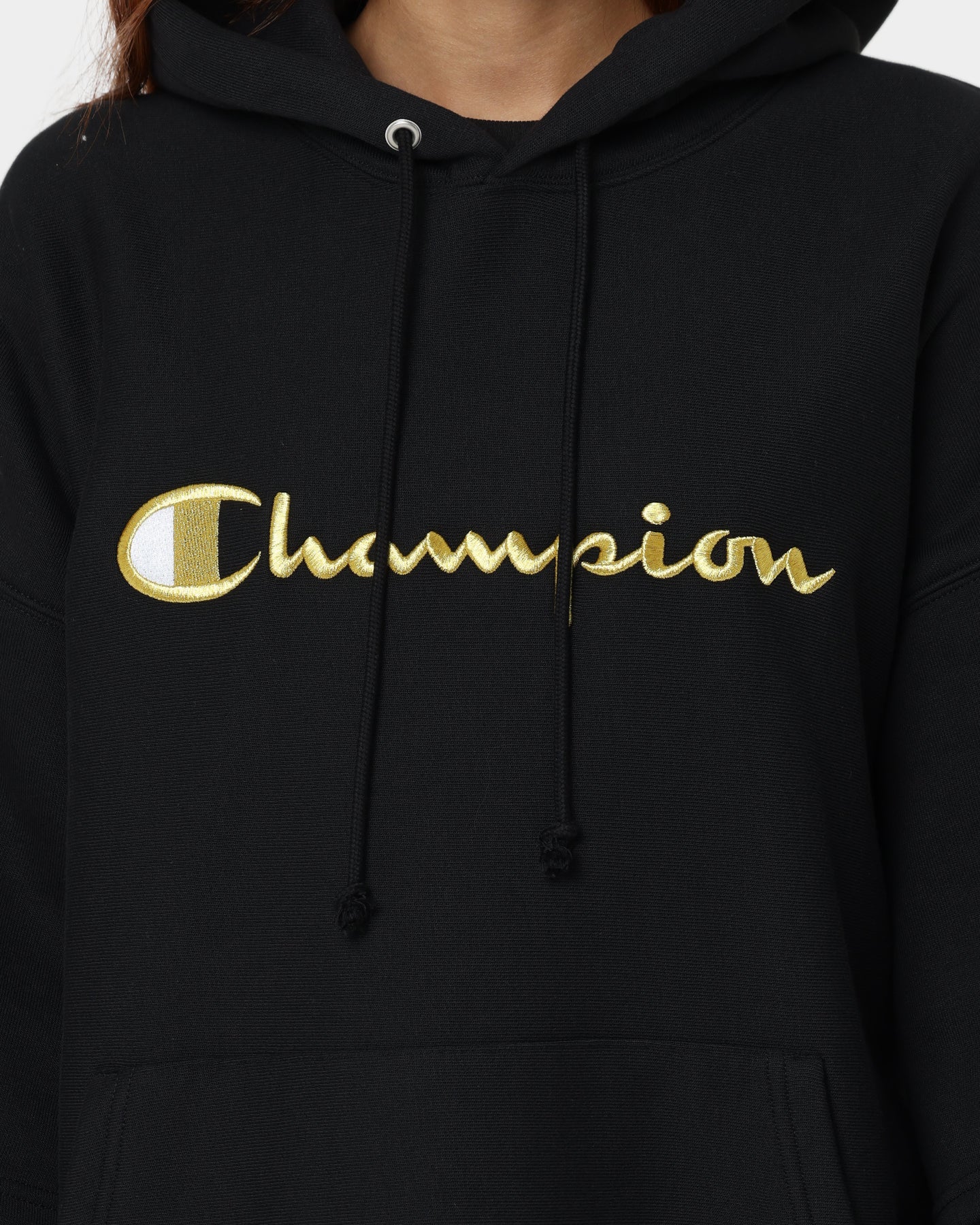 Champion Reverse Weave Double Layer Hoodie Black/Gold | Culture