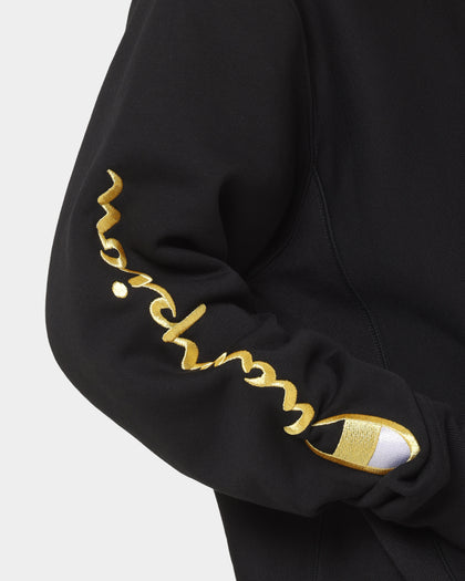Champion Reverse Weave Quarter Zip Hoodie Black/Gold