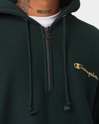 Champion Reverse Weave Quarter Zip Hoodie Midfield Green