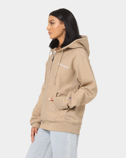 Champion Reverse Weave Quarter Zip Hoodie Country Walnut