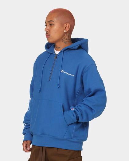 Champion Reverse Weave Quarter Zip Hoodie Living In Blue