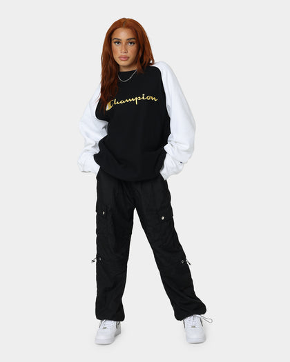Champion Reverse Weave Raglan Crew Black/Gold