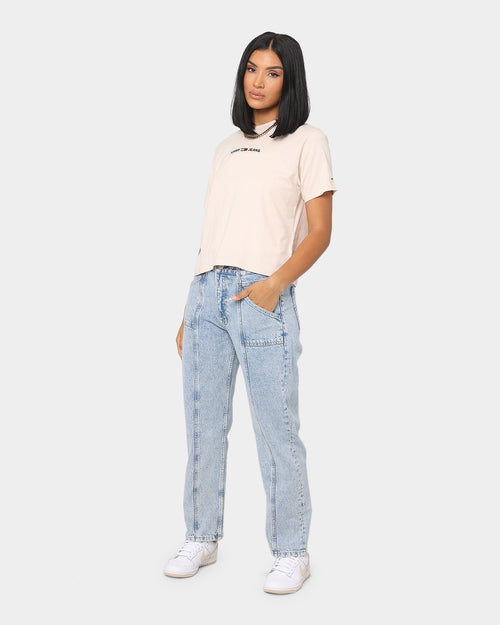 Tommy Jeans Women's Linear Logo T-Shirt Smooth Stone