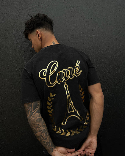 Carre Royale T-Shirt Black Wash/Gold