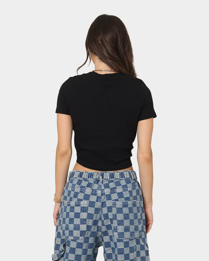XXIII Women's Josie Tie Up Cropped T-Shirt Black