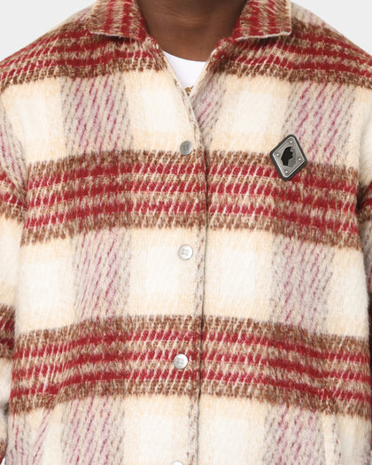 Last Kings Metal Badge Wool Coat Tan/Red