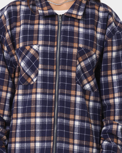 XXIII Soren Plaid Bomber Jacket Blue