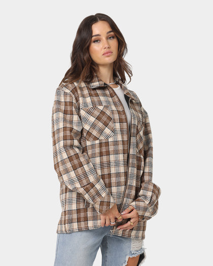 XXIII Soren Plaid Bomber Jacket Brown