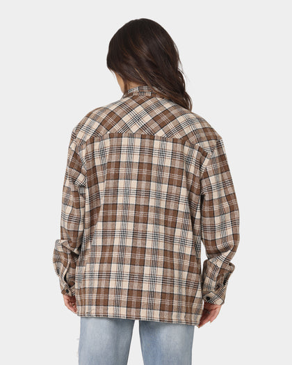 XXIII Soren Plaid Bomber Jacket Brown