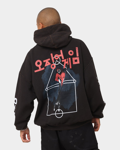 Goat Crew X Squid Game Members Vintage Hoodie Black Wash