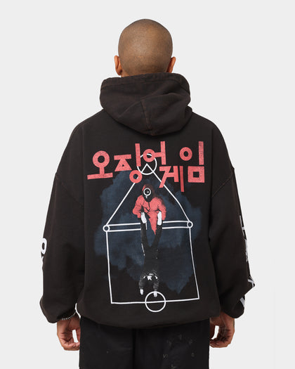 Goat Crew X Squid Game Members Vintage Hoodie Black Wash