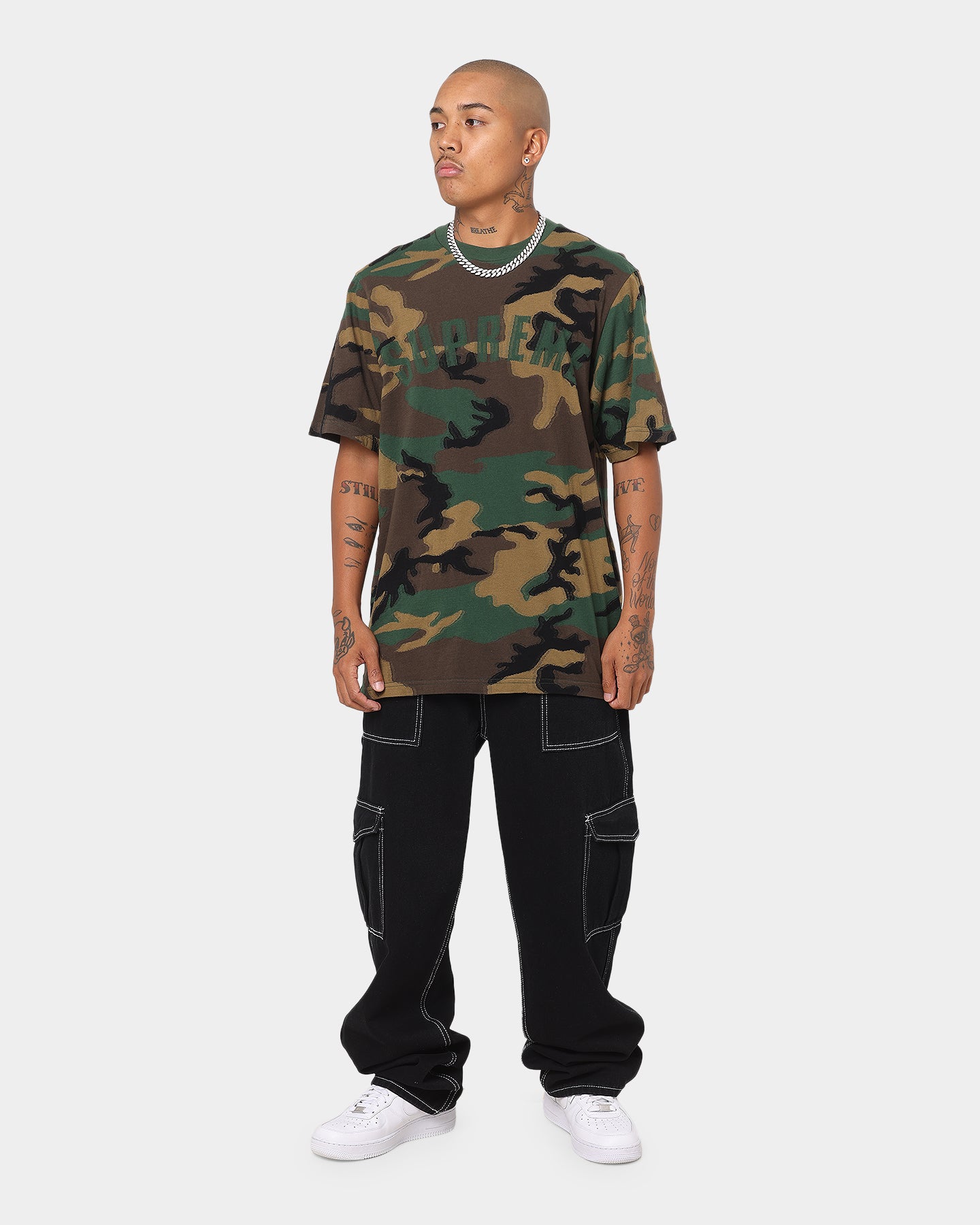 Supreme Intarsia Camo Short Sleeve T-Shirt Woodland Camo