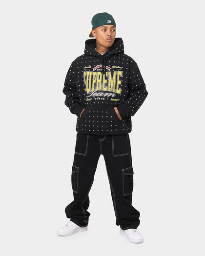 Supreme Rhinestone Hoodie Sweatshirt Black