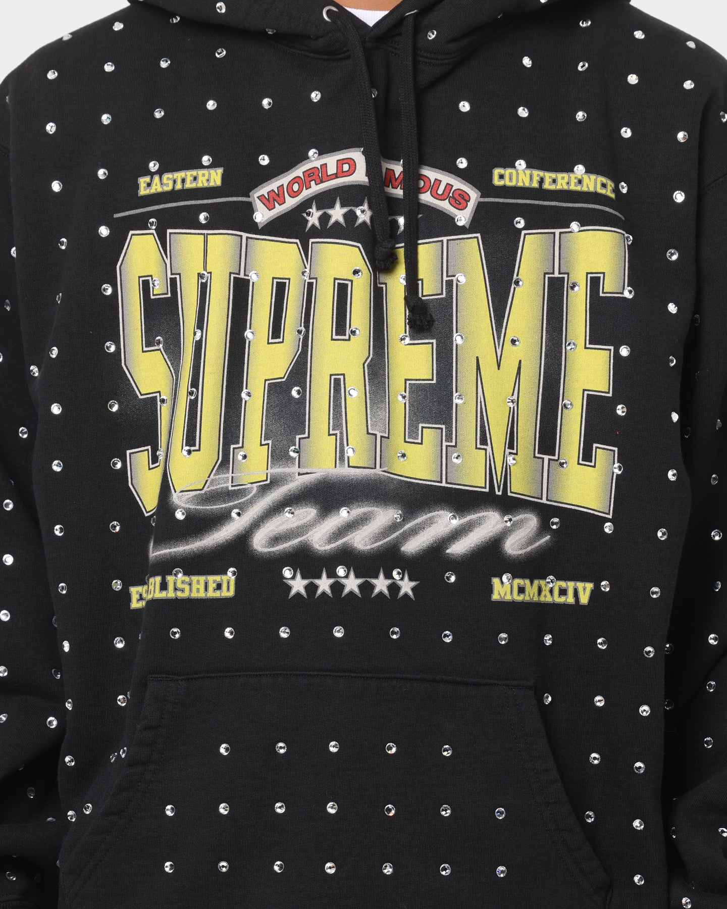 Supreme Rhinestone Hoodie Sweatshirt Black | Culture Kings US